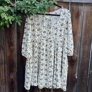 Denim & Supply Ralph Lauren Floral Dress - Cream and Brown